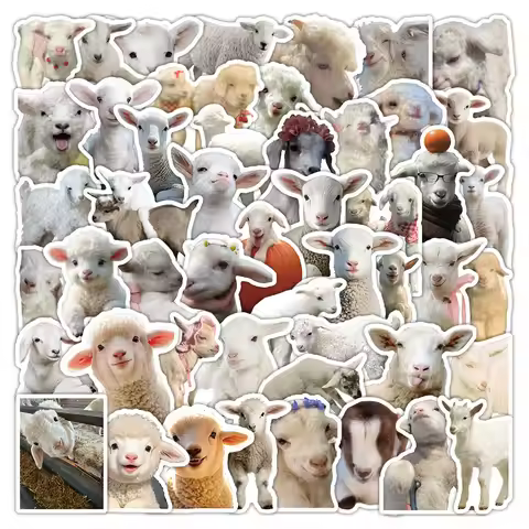 50PCS Realistic Lamb Stickers, Cute Sheep Children Student Stationery Notebook Phone Case Journal Wa