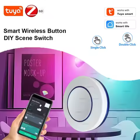 Tuya Smart Zigbee Scene Button Switch Smart Life Wireless Push Switch Remote on Off Key Controller A