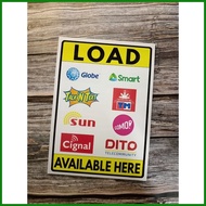 ⚕ ∴ ,,Load Available Signs, E-load, Loading Station Signage. Globe, Smart, TM, Cignal, TnT, Gomo, D