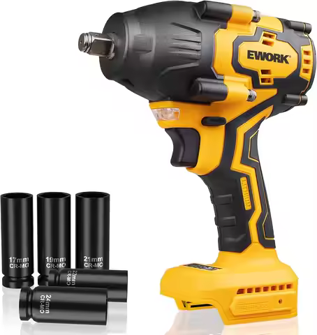 21V Cordless Impact Wrench, 775 Ft-lbs High Torque, Brushless Motor, 3-Speed Modes with 5 Sockets (T