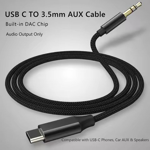 Type-C USB C to 3.5mm AUX Audio Cable Car Speaker Headphone Adapter with DAC For Type C Mobile Phone