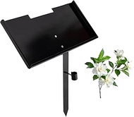 Ysislybin Tombstone Stand, 12 x 6 Inch Iron Marker Holder with 1 Bunch of Crabapple Blossoms, Black 