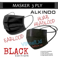 MASKER BLACK 3 PLY - MASKER ALKINDO 3 PLY - MASKER MURAH