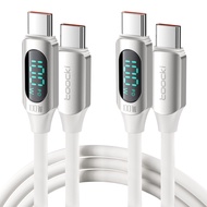 100W USB C to USB C Cable 2Pack 6.6FT Silicone USB C Cable 5A USB Type C Fast Charging Cable with LE