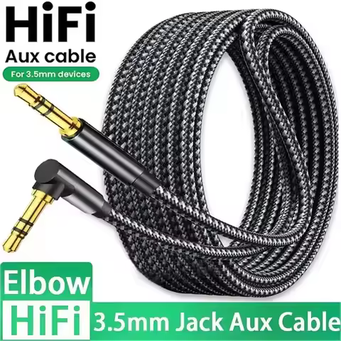 3.5mm Jack Audio Cable 90 Degree Elbow Male to Straight Male Aux HiFi Cable For Samsung S20 Car Head