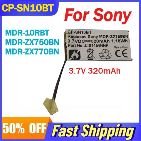 3.7V 320mAh CP-SN10BT Li-Ion Battery for Sony MDR-10RBT, MDR-ZX750BN, MDR-ZX770BN Headphone Batterie