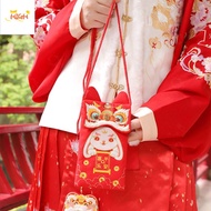 WPOT การ์ตูนลายการ์ตูน สร้างสรรค์และสร้างสรรค์ ของขวัญสำหรับเด็ก สำหรับปีใหม่ เทศกาลฤดูใบไม้ผลิ Bao แพ็คเก็ตสีแดง ของตกแต่งงานปาร์ตี้ ซองจดหมายสีแดง กระเป๋าใส่เงิน
