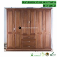 Lemari Pakaian Minimalis 6 Pintu Kayu Jati