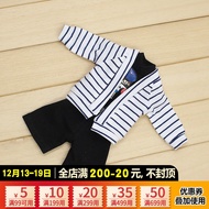 BJD doll clothes 6-point baby T-shirt shorts black and white striped jacket 3-piece suit bjd