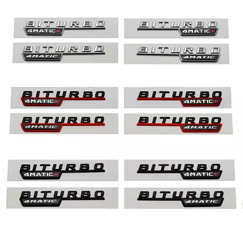 2pcs BITURBO 4MATIC Plus Logo Car Emblem Fender Badge Sticker For Mercedes Benz AMG C43 E43 GLE43 GL