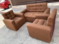 AMBASSADOR SOFA SET BROWN FABRIC (URATEX FOAM)