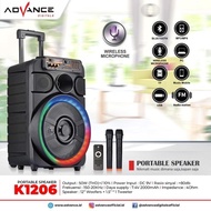 ADVANCE Speaker Portable Bluetooth 12 Inch K1206 / 2 Mic Wireless