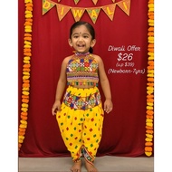 Diwali Cute Outfits for Girls - Dhoti pants, Halter Blouse with tassels