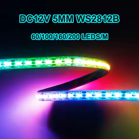 5mm WS2812B 2020SMD LED Strip Light Ultra Narrow RGBIC WS2812 60/100/160/200Leds/m Individually Addr