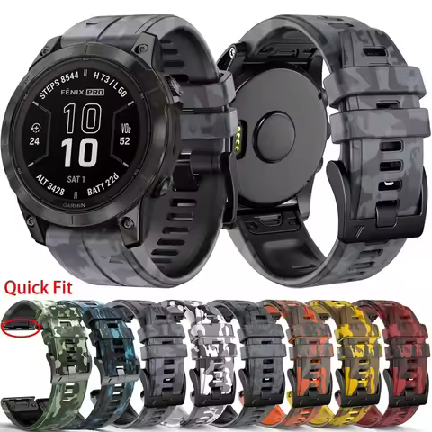 Quickfit 22mm 26mm Strap For Garmin Fenix 7X 7 Pro Solar 6 6X Pro Sapphire GPS 5 5X Plus Camo Silico