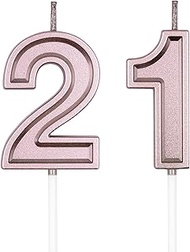 21st & 12th Birthday Candles, Rose Gold Number 21 12 Candle for Cake Decoration on Birthday Party or