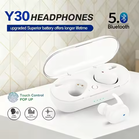 Y30 TWS Bluetooth Earphones 5.0 Wireless Stereo Earbuds In-ear Noise Reduction Waterproof Headphones