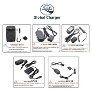 Global Charger Base & AC Adapter Dummy Battery Bundles (LP-E6 / LP-E17 / NP-FW20 / NP-FZ100 / NP-FW5