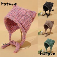 FUTURE Knitting Cap, Keep Warm Ear-protected Cat Ear Hat, Thicken Cute Cat Ear Beanies Cap