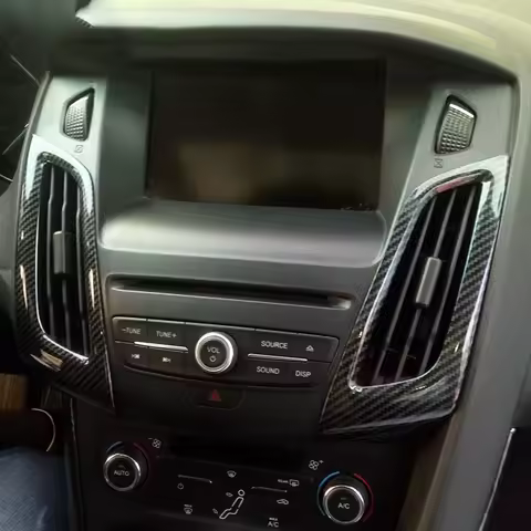F9-2PCS For Ford Focus MK3 2012-2014 Carbon Fiber Color ABS Interior Dashboard Air Conditioner Vent 