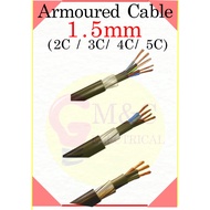 1.5mm 2Core/ 3Core/ 4Core/ 5Core Armoured Cable / Underground Cable / auto gate cable 100% Pure Copper