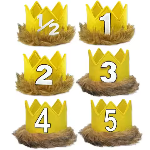 Baby Birthday Hats 1/2th 1st 2nd 3rd 4th 5th Wild One Birthday Crown Kid Boy Headband Jungle Animal 