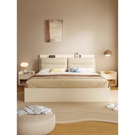 Wooden moon bed, modern simple tatami mat high box storage bed, storage small apartment, log wind plank master bedroom