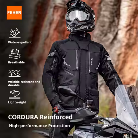 FEHER Motorcycle Jacket Man Waterproof and Windproof Moto Rally Suits Four Seasons Three-layer Suita