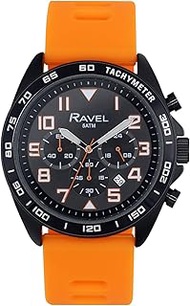 Plus - Black Chronograph Sports Watch for Men (46 mm) with Silicone Strap - 50 m Waterproof - Japane