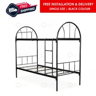 Astar Single metal Bunk Bedframe Double decker bed frame in black with Mattress Set