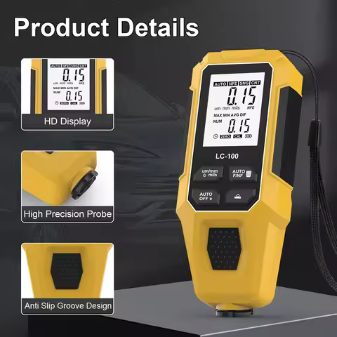 LC-100 Car Paint Thickness Gauge 0-2000UM Fe & NFe Film Coating Automatic Thickness Tester Manual Au