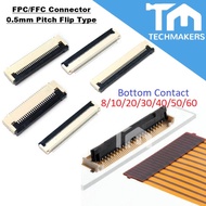 FPC FFC Connector 0.5mm Pitch Flip Type Bottom Contact Flexible Cable 6P/8P/10P/20P/30P/50P/60P Elec