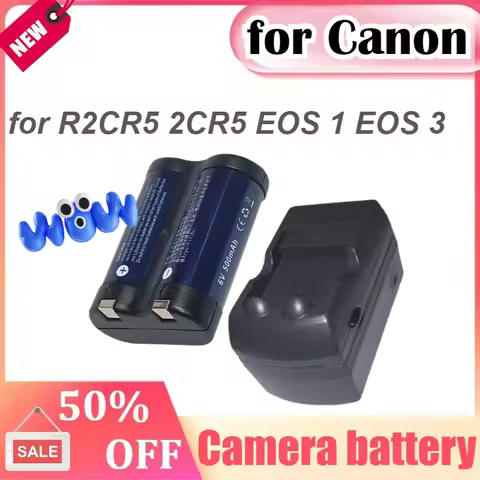 Rechargeable Battery for Canon R2CR5 2CR5 EOS 1 EOS 3 Rechargeable Lithium Battery 6V Camera Battery
