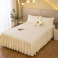 cadar patchwork single Rok tempat tidur gaya Korea cadar, sarung bantal, penutup tempat tidur tetap 