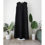 Inner Sleevless Dress Elegan -Outer Tanpa Lengan Wanita - HitamPanjang