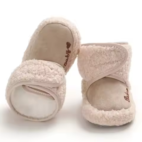 Infant Soft Sole Winter Booties for 0-18M Baby -Embroidered Non-Slip Warm Fuzzy Lined Snow Boots wit