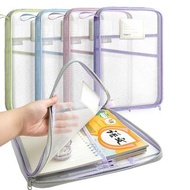 Transparent Mesh L-shaped Large Book Sorting Bag Stationery Organizer Bag Handheld Zipper File Bag B