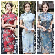 Baju Cheongsam Silk Short Sleeve Fashion Cheongsam Muslimah Tradisional Cina Perempuan Dress Dsmyz15