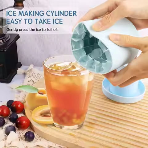 Small Ice Maker Cup, Cylinder Silicone Ice Molds, Mini Ice Cube Tray, Decompress Ice Lattice Ice Tra