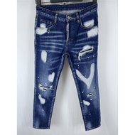 2026 Four Seasons New Style DSQUARED2 Jeans Men's D2 Men's Jeans Fashion Slim-fit Ripped Patch Rippe
