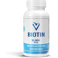 Suplemen Pertumbuhan Rambut Biotin - 30 Tablet Vegan - Bekalan 1 Bulan - 1 Tablet-sehari - Suplemen 