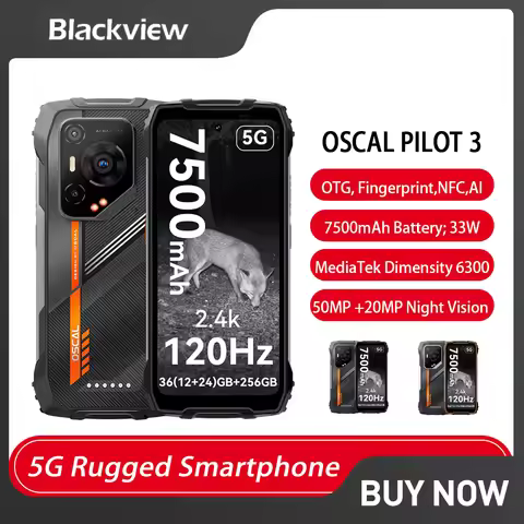 Blackview OSCAL PILOT 3 5G AI Rugged Phone 6.78 " FHD+ 2.4K Display Dimensity 6300 12GB 256GB 7500Am