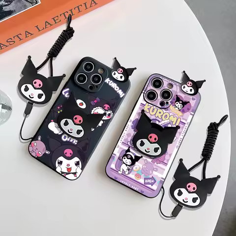 Sanrio 3D Cartoon Kuromi Phone Holder Case For Realme 5 5S 6 6S 6i 7 7i 8 8S 8i 9 9i Pro Plus With L