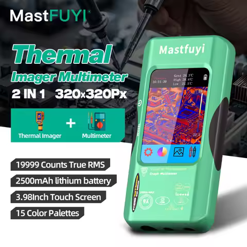 MASTFUYI Thermal Imaging Camera Multimeter, 320x320Px IR Resolution with 15 Thermal Palettes, 20000 