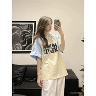 Texture High-End American Retro Versatile Style 1-150kg Fat MM Color Matching Short-Sleeved t-Shirt 