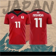 ชุดวอลเลย์บอลโอลิมปิกญี่ปุ่น 2023 Yoji Nishida 11/3 สีลำลองผู้หญิงเสื้อยืด XS-5XL
