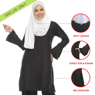 Blouse Muslimah ZAARA / Women Black Blouse Hitam Murah Labuh Poket Plus Size Wudhu & Nursing Friendl