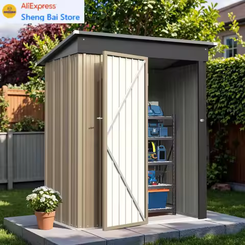 Outdoor Storage Shed 5 x 3 ft. Utility Tool Shed Metal Storage Garden Shed with Door & Lock for Pati