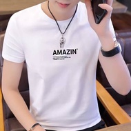 baju t shirt lelaki murah viral baju kaos lelaki T-Shirt Musim Panas Lengan Pendek Lelaki Pelajar Lelaki Muda Versi Korea Kemeja Bawah Saiz Tambah Besar Trend Langsing Putih Tulen