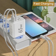 White US EU Fast Charging PD 3.0  Quick Charge 65W USB Type C Charger Wall Phone Adapter for IPhone 